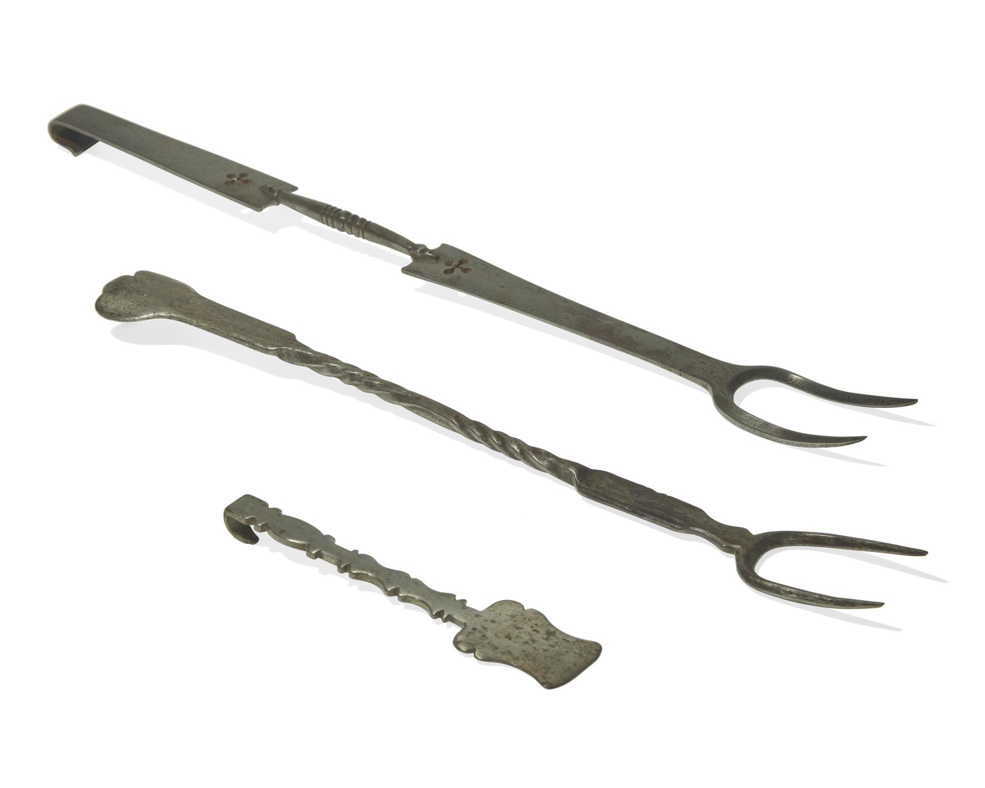 A Group of Three Steel or Wrought Iron Kitchen Implements, French or Flemish, 18th Century