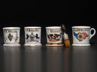 Four Fraternal and Patriotic Porcelain Shaving Mugs