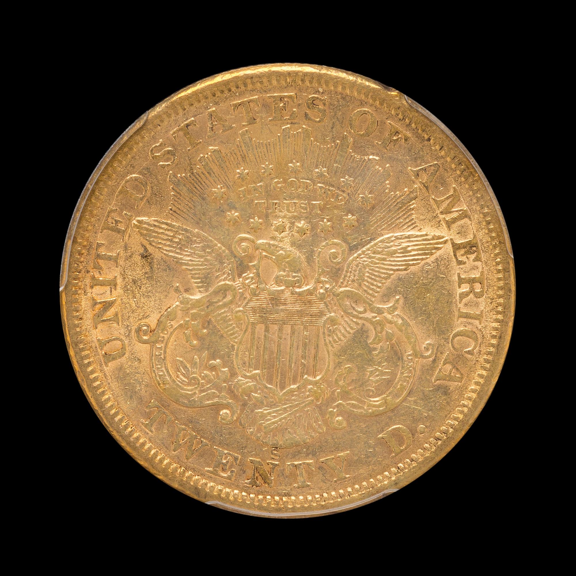 A United States 1867-S Liberty Head $20 Gold Coin