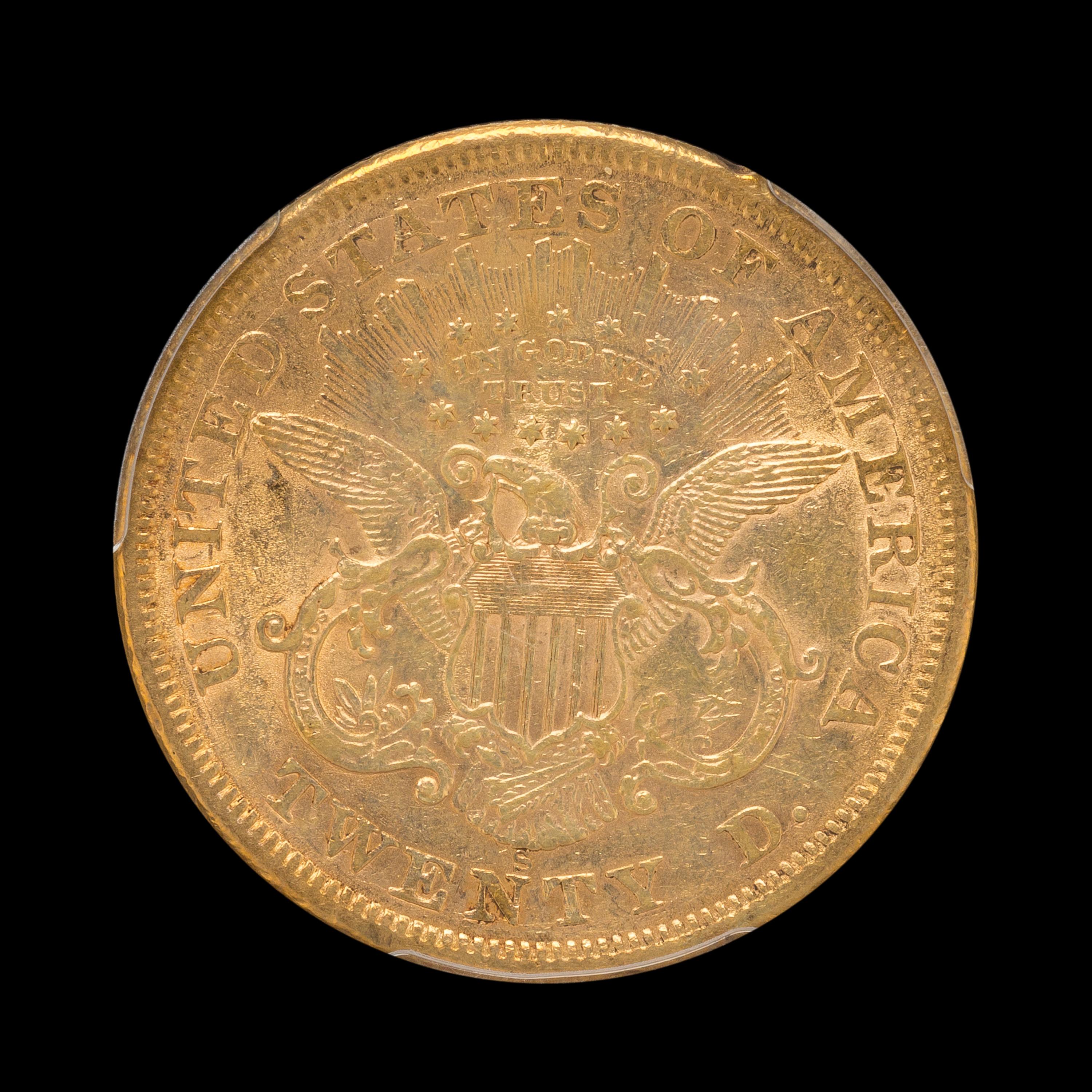 A United States 1867-S Liberty Head $20 Gold Coin