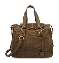 Yves Saint Laurent Rive Gauche, Green Ostrich Tote