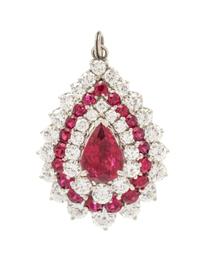 A Platinum, Ruby and Diamond Pendant/Brooch, 11.20 dwts.