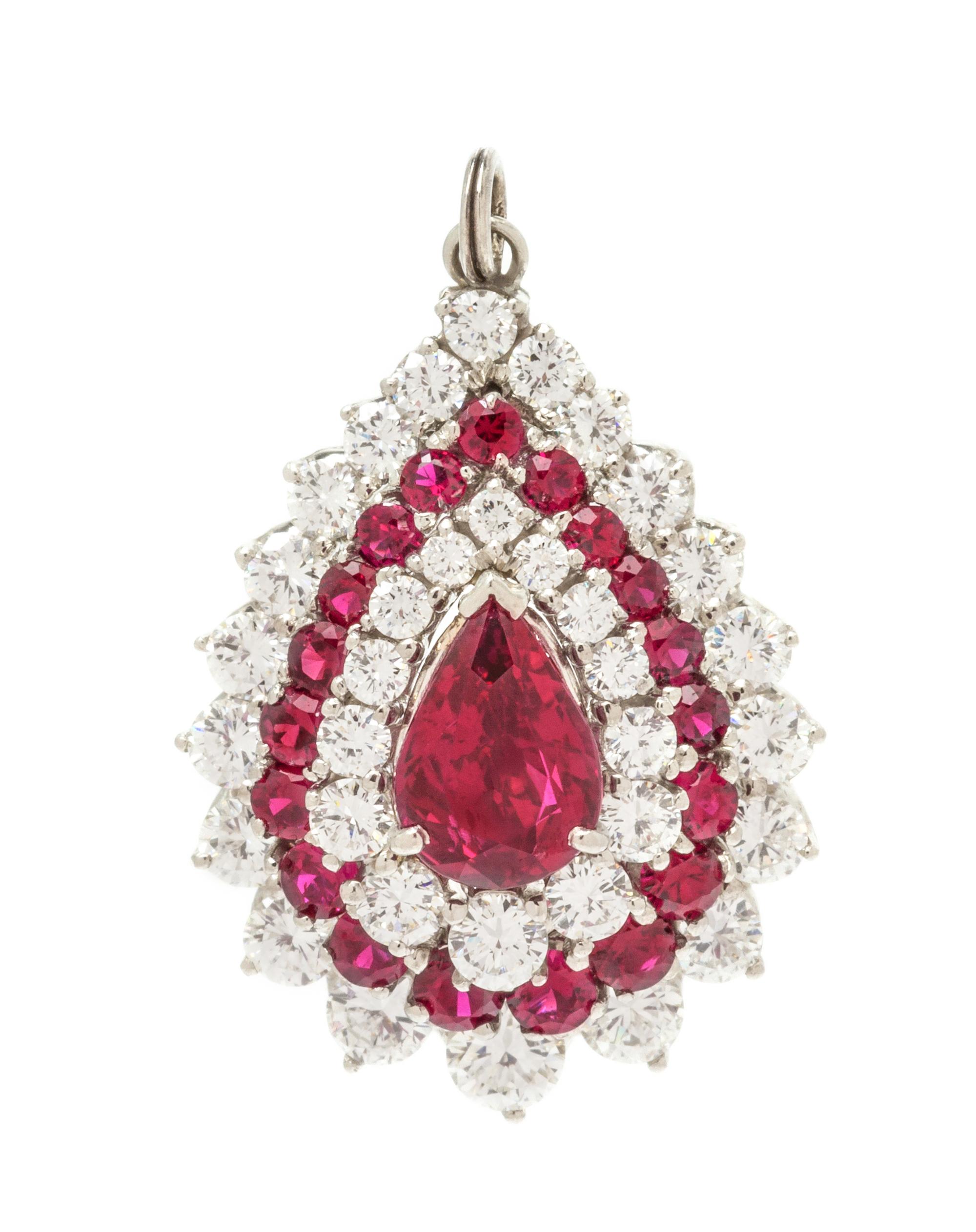 A Platinum, Ruby and Diamond Pendant/Brooch, 11.20 dwts.