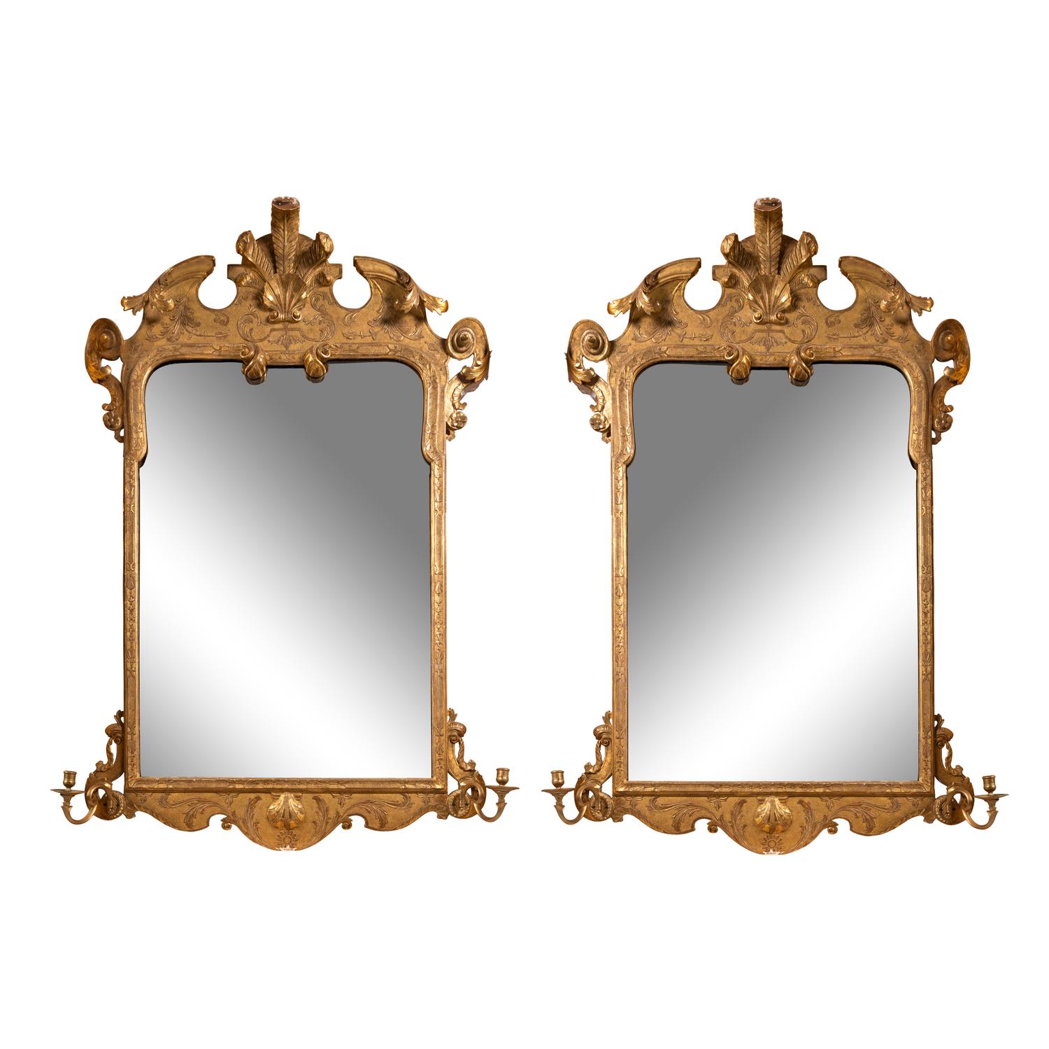 A Pair of George I Giltwood Mirrors