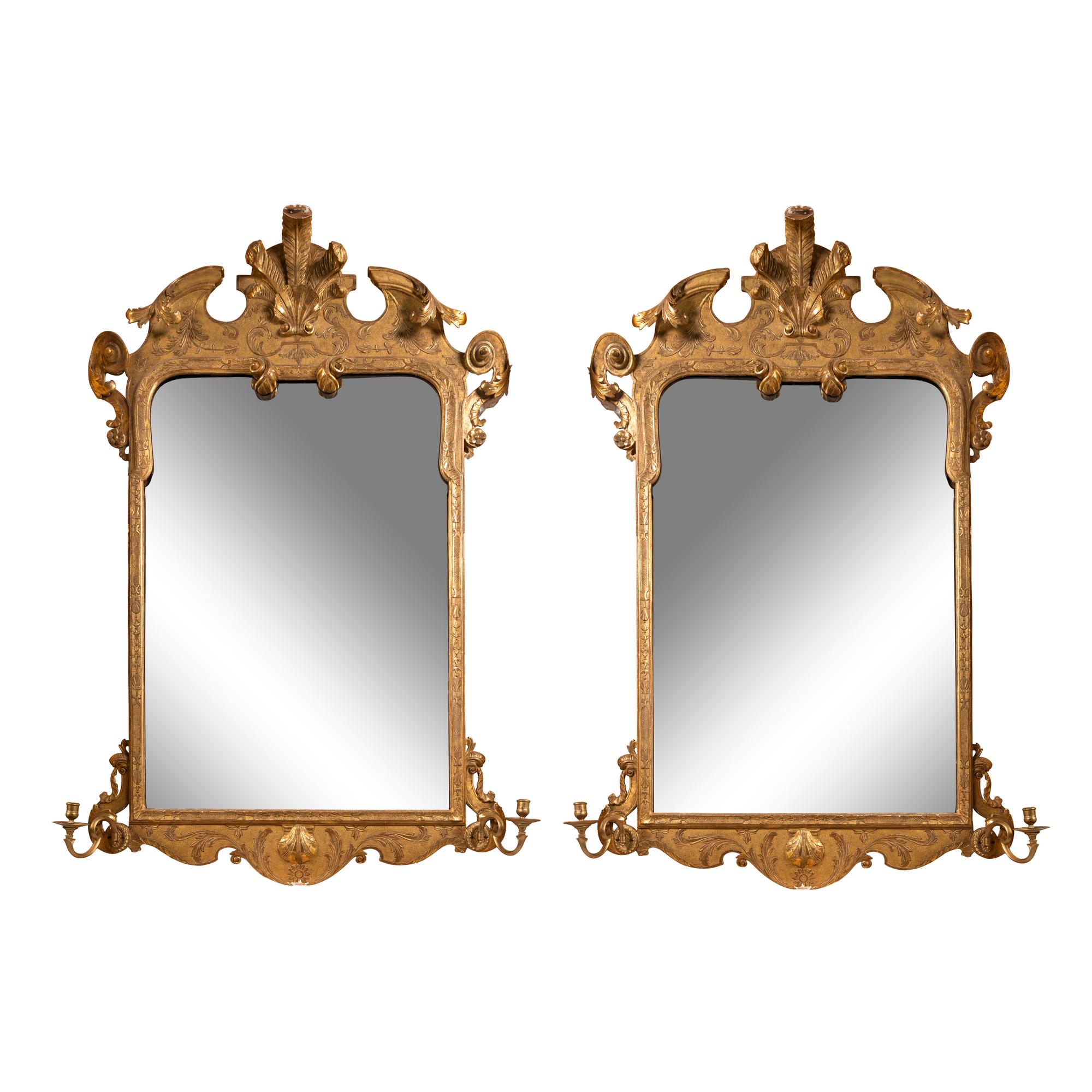 A Pair of George I Giltwood Mirrors