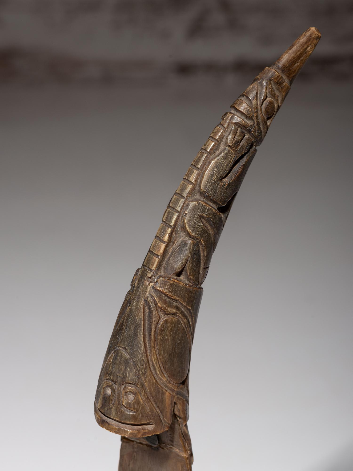 Northwest Coast Horn Spoon, with Totemic Handle