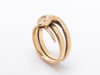YELLOW GOLD AND DIAMOND SNAKE RING