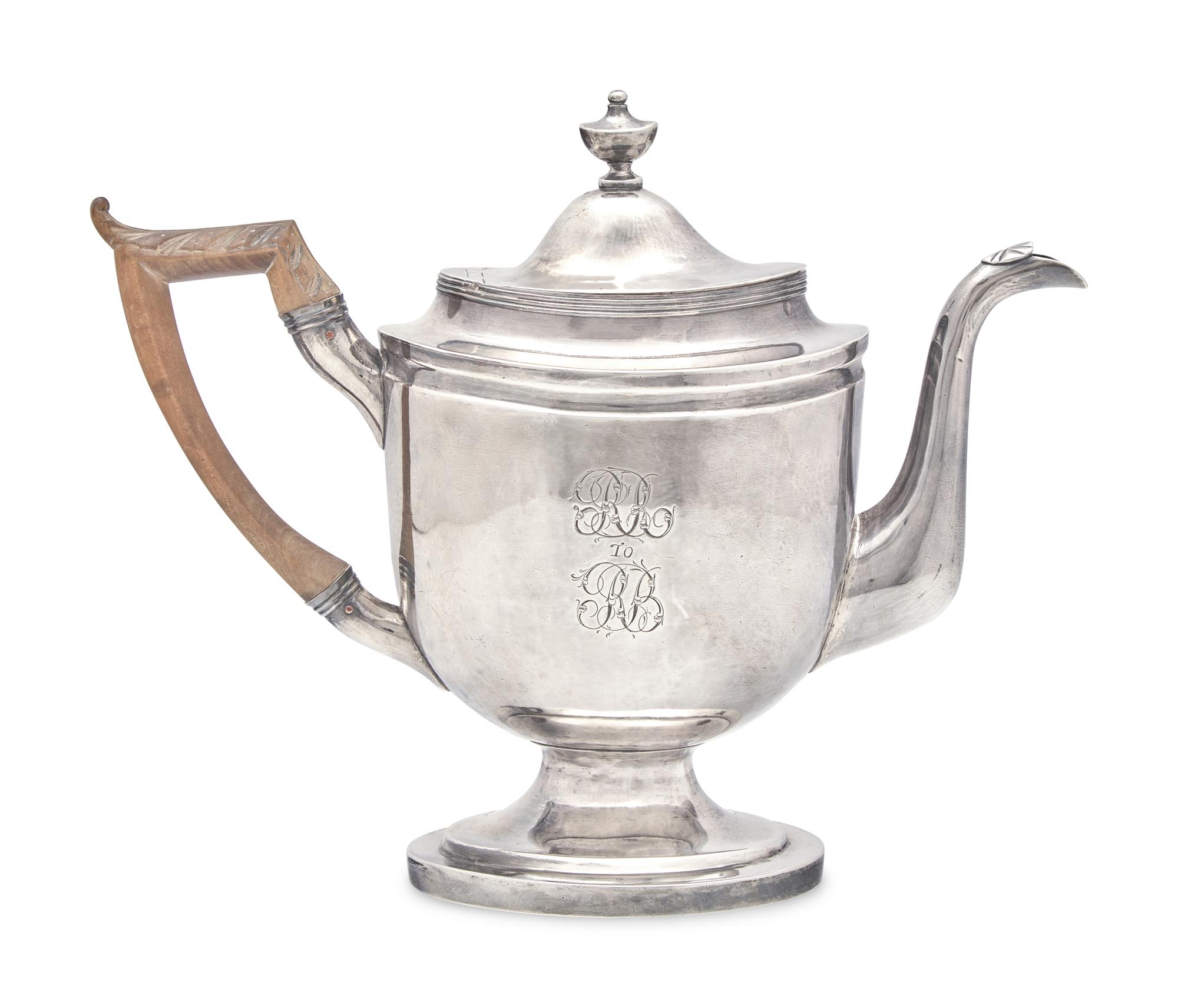 A Federal Silver Urn-Form Teapot, Samuel Williamson, Philadelphia, PA (1772-1843), Circa 1800