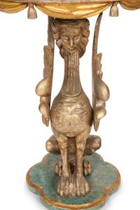 A Pair of Italian Painted and Parcel Gilt Figural Side Tables