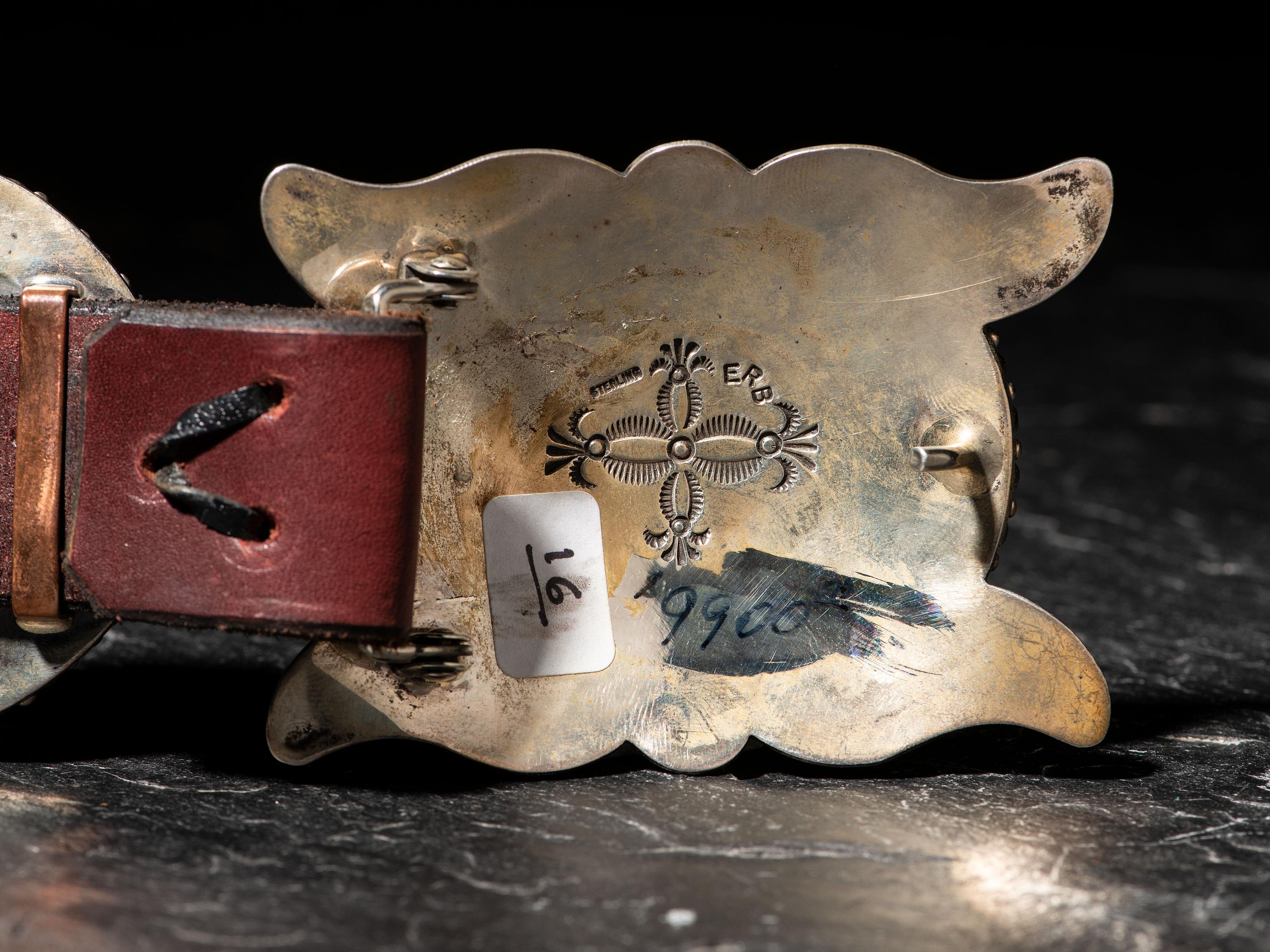 Sterling Silver and Coral Cluster Concha Belt
