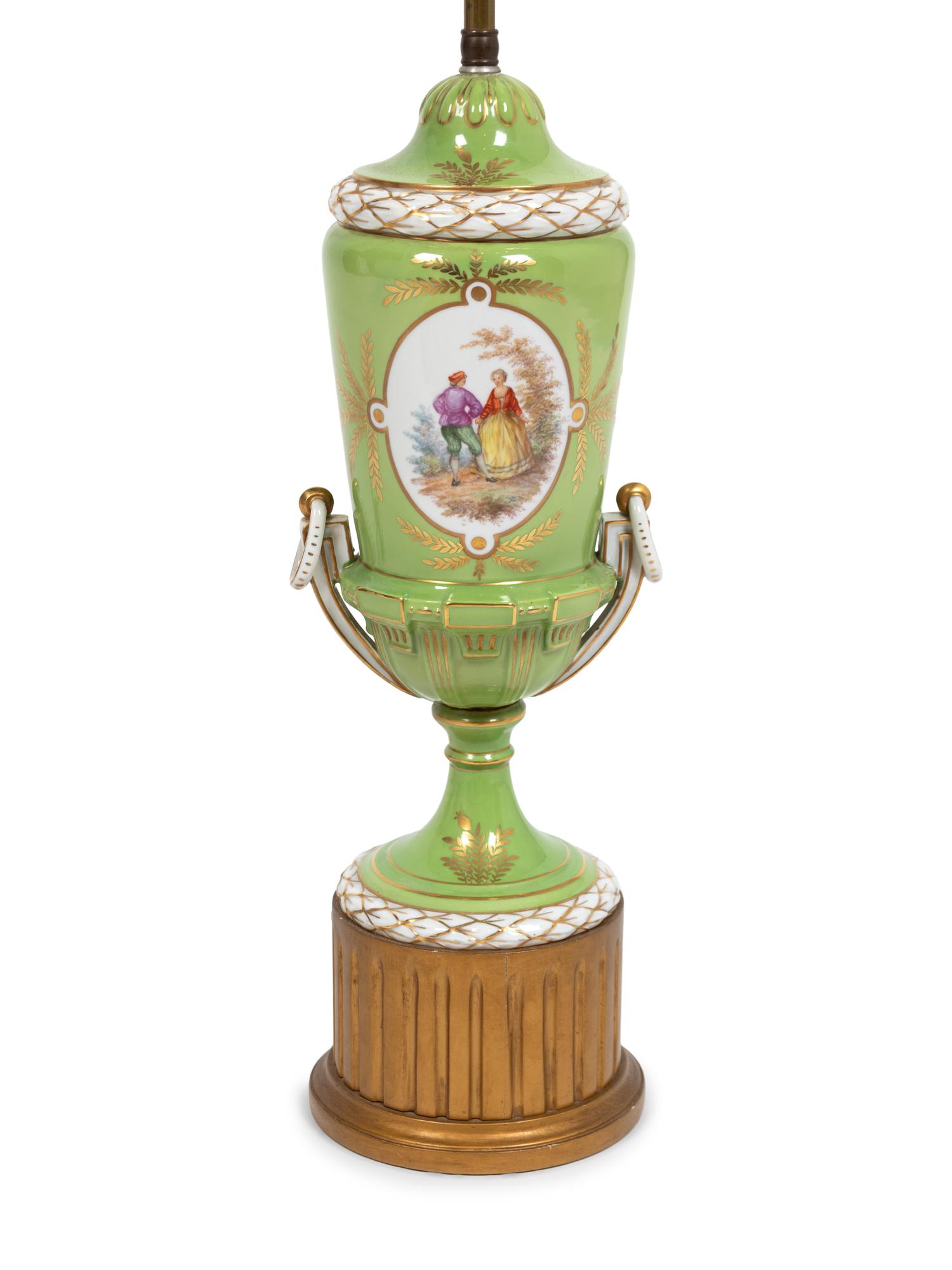 A French Porcelain Urn Mounted as a Lamp