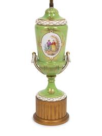 A French Porcelain Urn Mounted as a Lamp