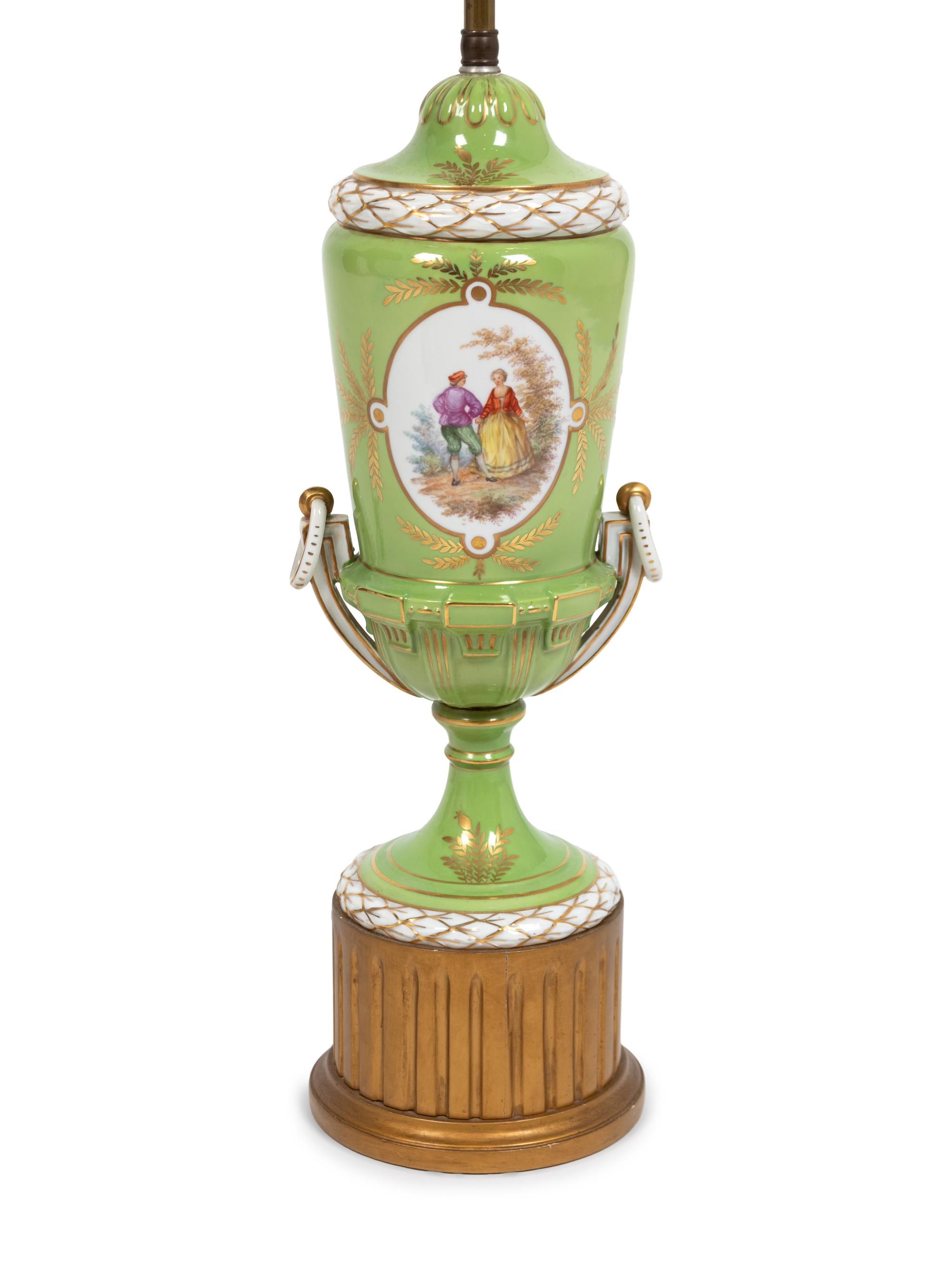 A French Porcelain Urn Mounted as a Lamp