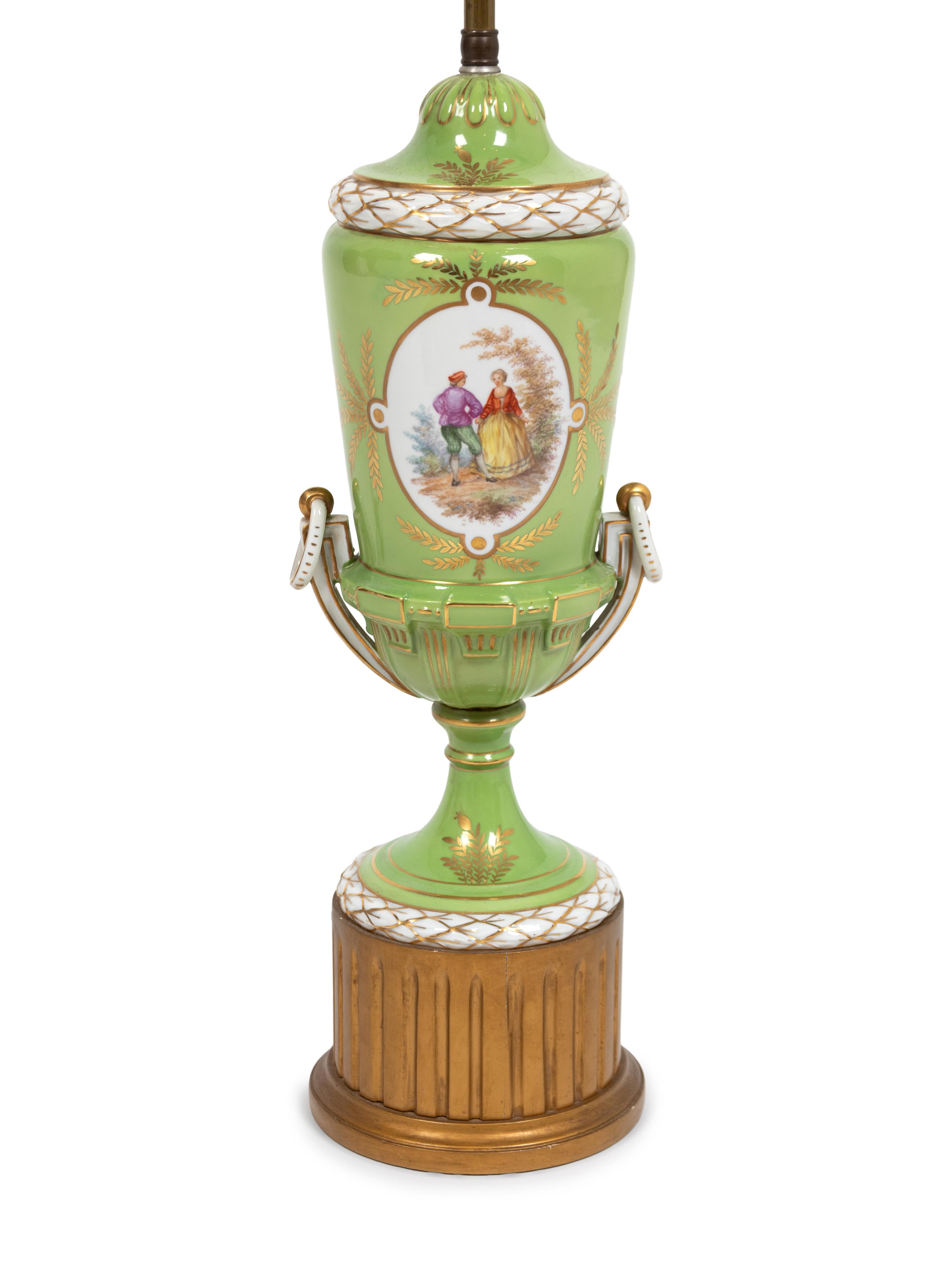 A French Porcelain Urn Mounted as a Lamp