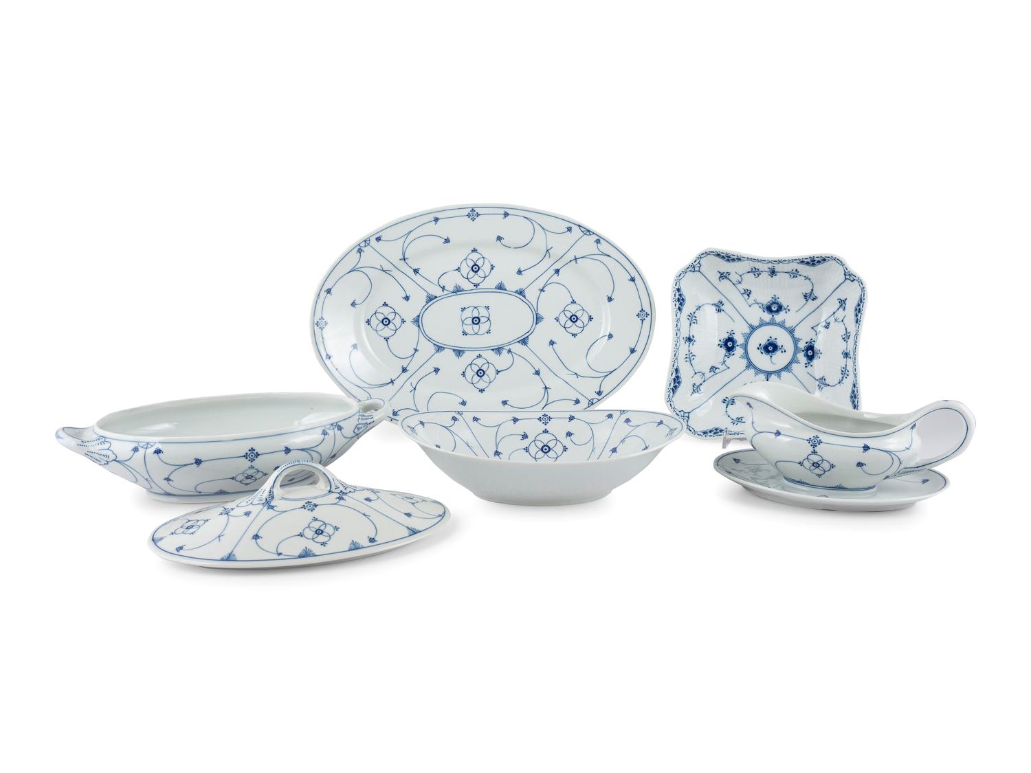 A Group of Royal Copenhagen and Porzellanfabrik Moschendorf Porcelain Tablewares