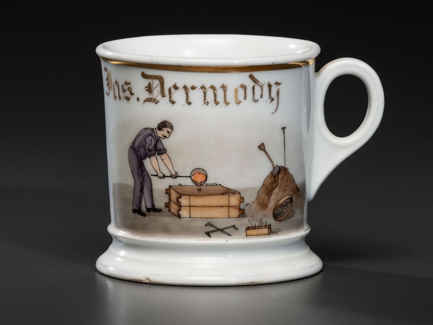 A Foundry Worker's Porcelain Occupational Shaving Mug