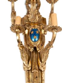 A Set of Four Gilt Bronze Five-Light Sconces