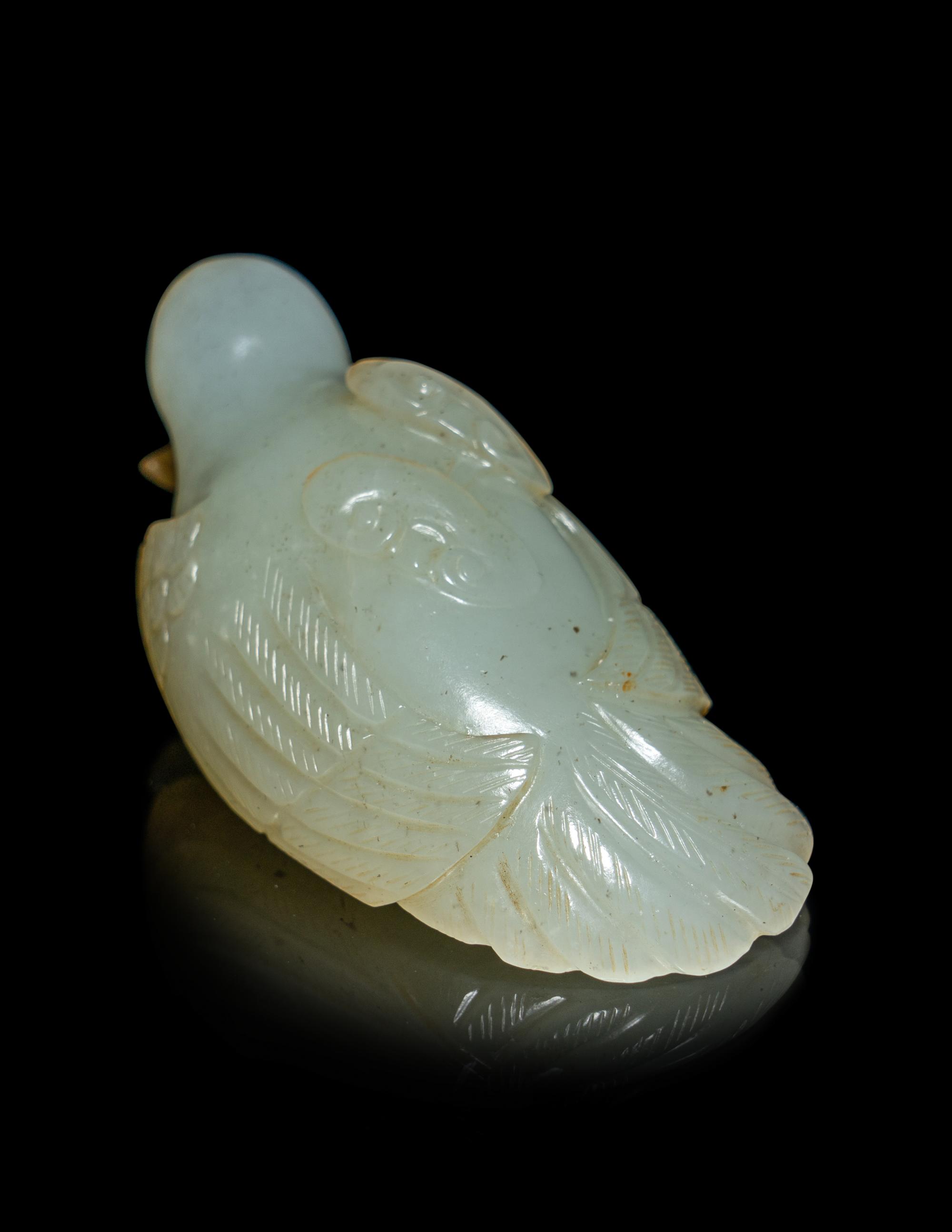 A Chinese Carved Jade Figure of a Bird