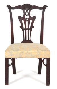 A Pair of Chippendale Style Carved Mahogany Side Chairs — 19TH CENTURY