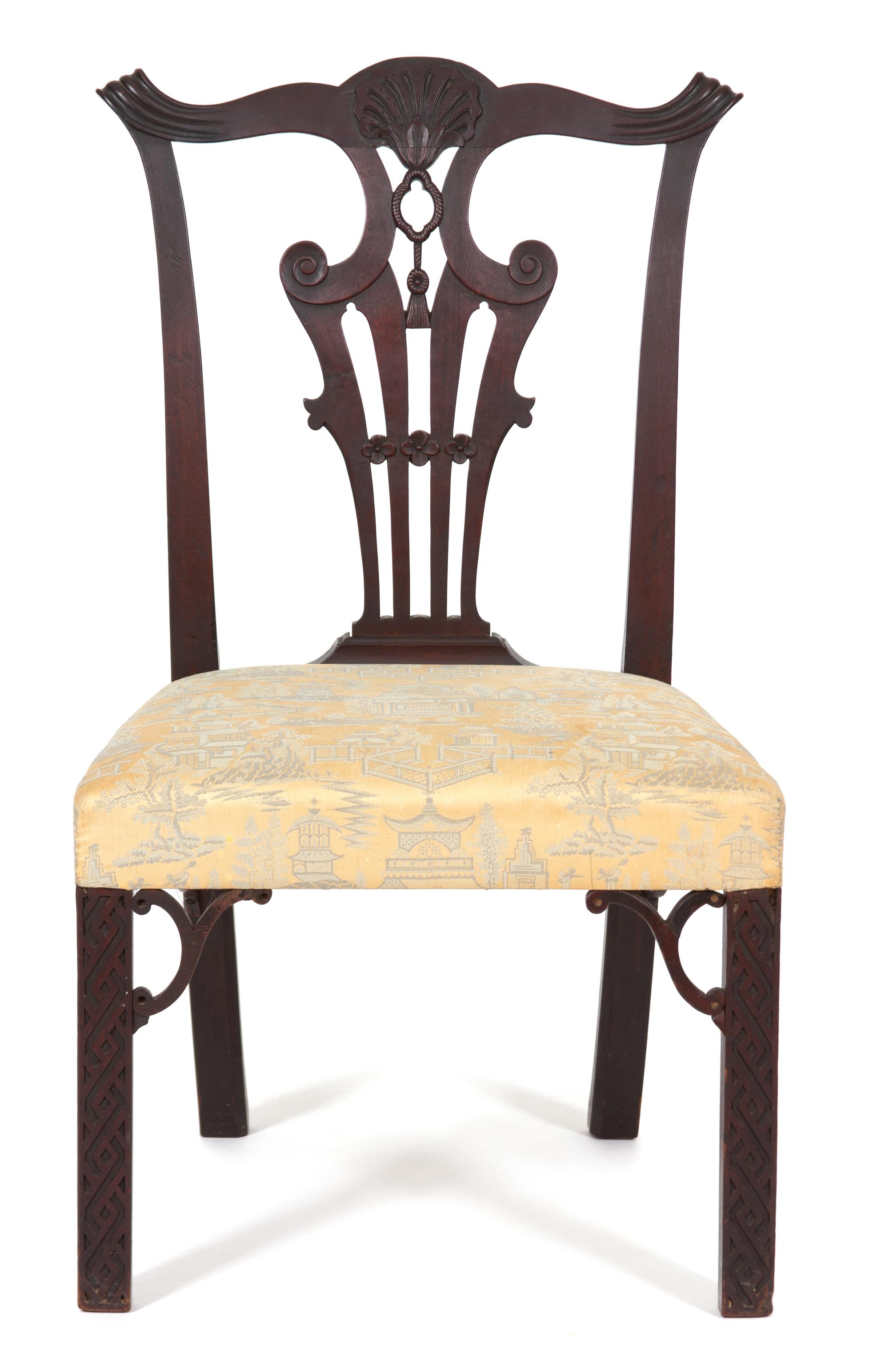 A Pair of Chippendale Style Carved Mahogany Side Chairs — 19TH CENTURY