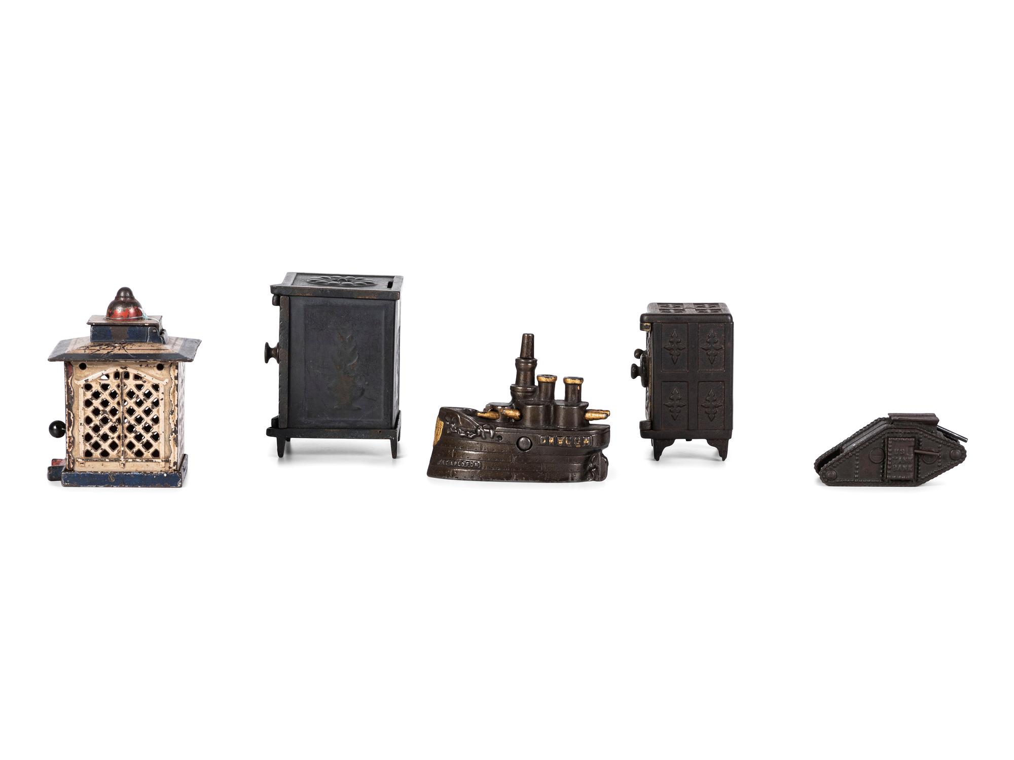 Five Cast Iron Still Banks