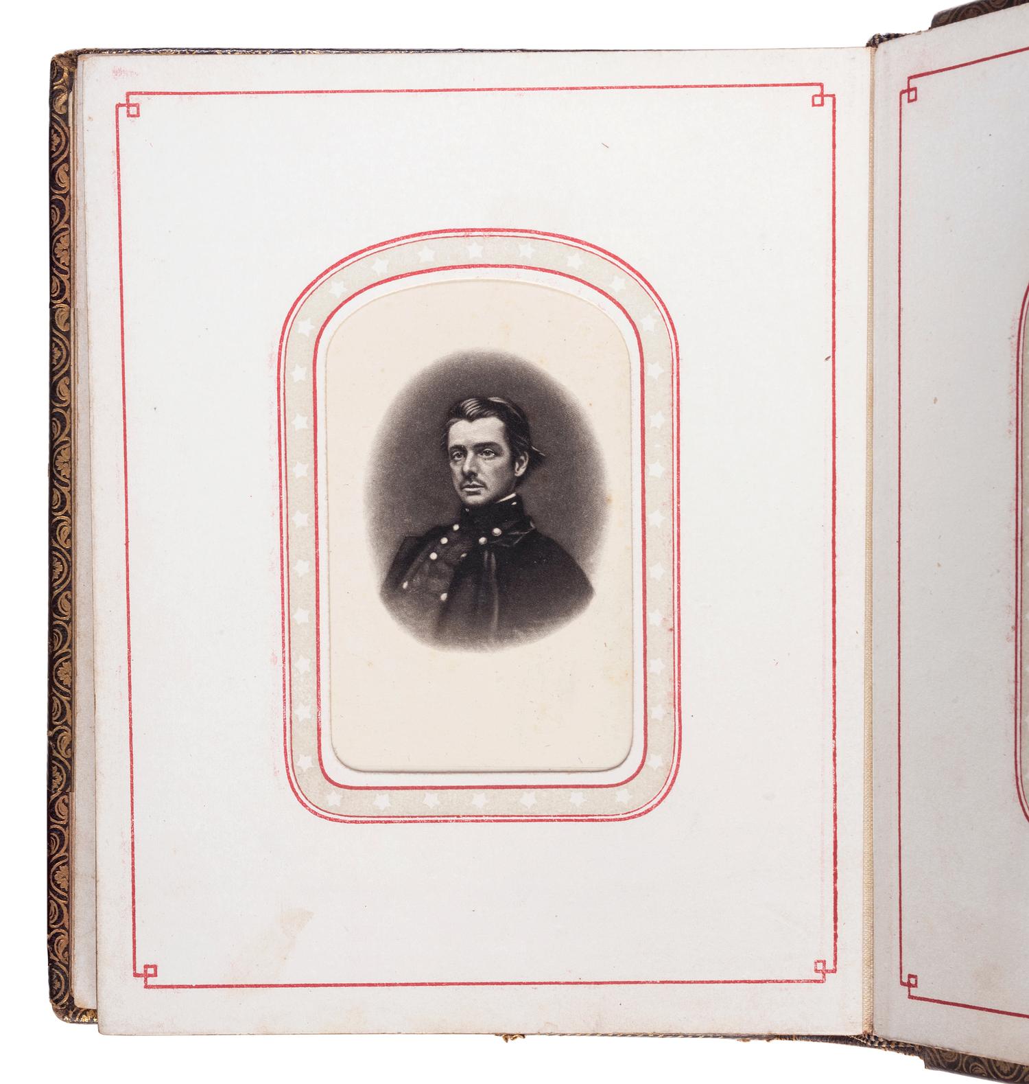 Patriotic album containing 24 engraved CDVs of Union generals. New York: Leavitt & Allen, 1862.
