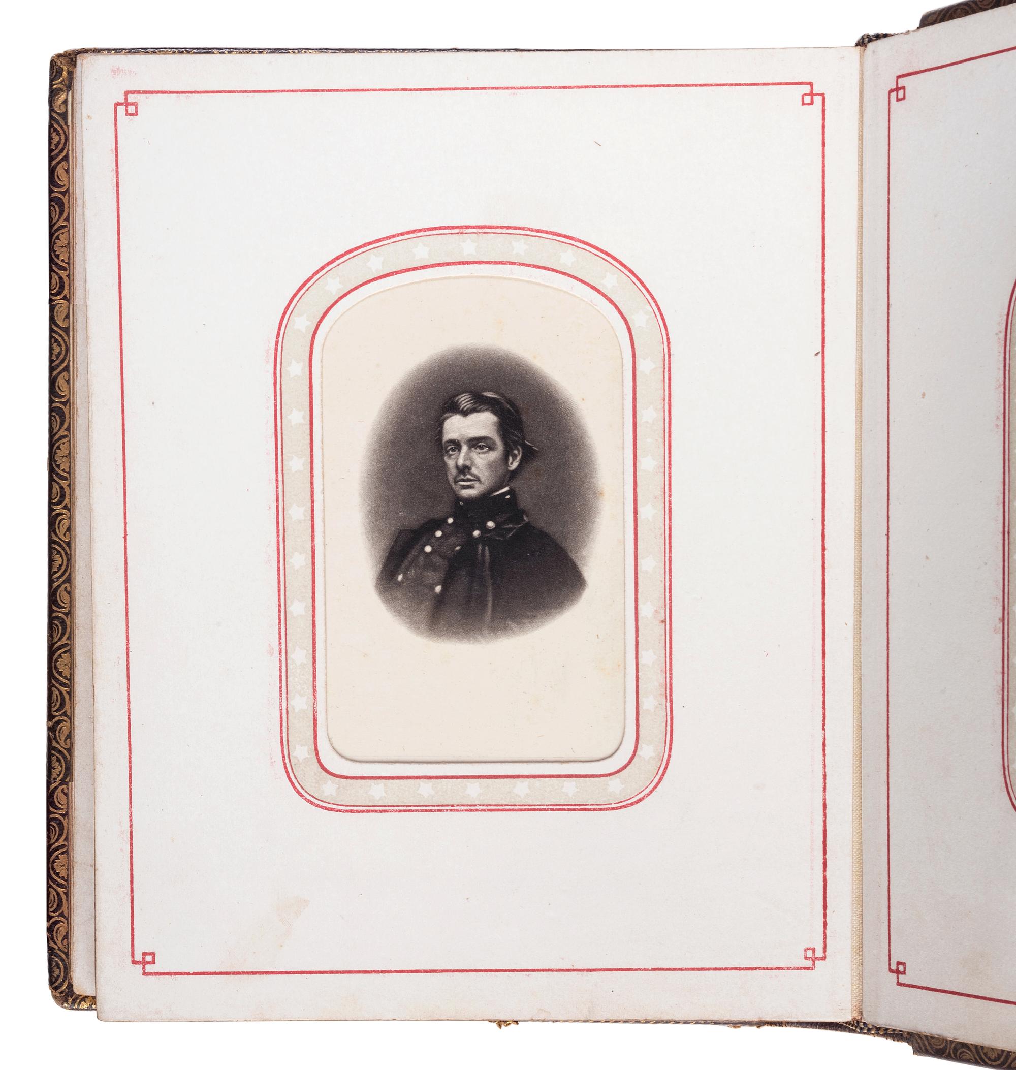 Patriotic album containing 24 engraved CDVs of Union generals. New York: Leavitt & Allen, 1862.