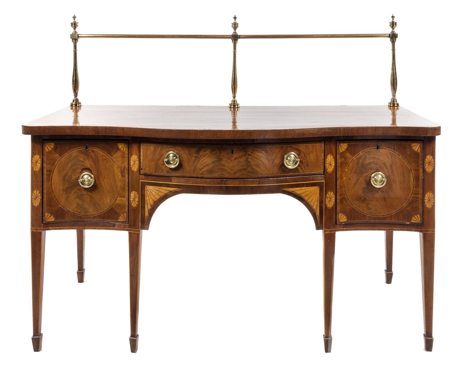 A Hepplewhite Mahogany Sideboard Height overall 54 3/8 x width 66 x depth 30 1/2 inches. — CIRCA 1780-90