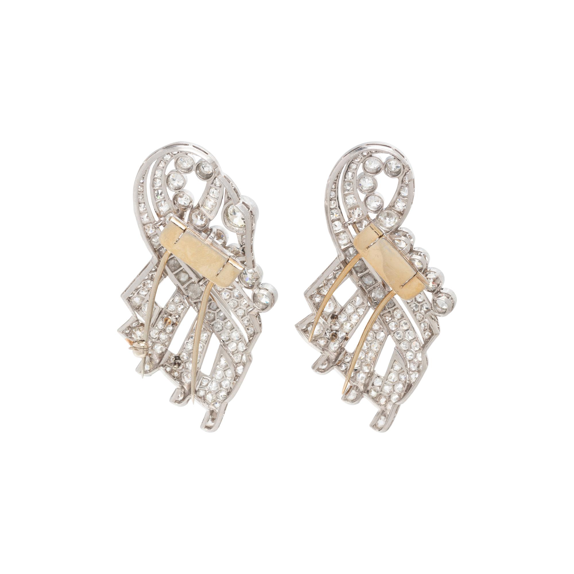 PLATINUM AND DIAMOND DRESS CLIPS