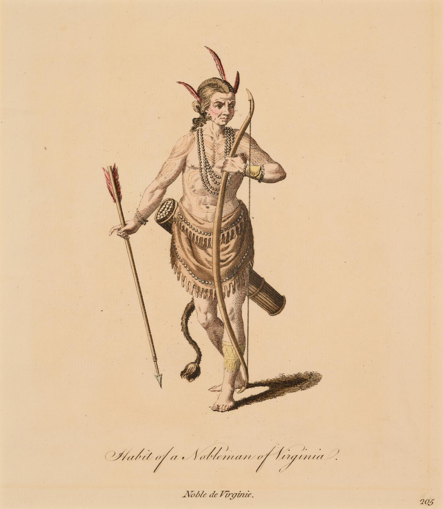 Six Hand-Colored Engravings of Dressing Habits of Native American Tribes After Thomas Jefferys (English, ca. 1719-1771)