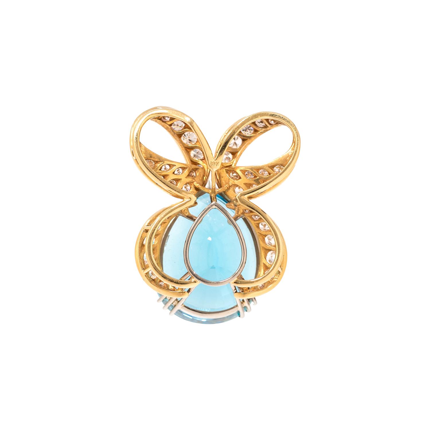 AQUAMARINE AND DIAMOND SLIDE PENDANT