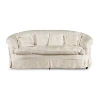 A Cream Silk-Slipcovered Reniform Sofa