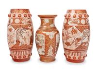 Three Japanese Kutani Porcelain Vases