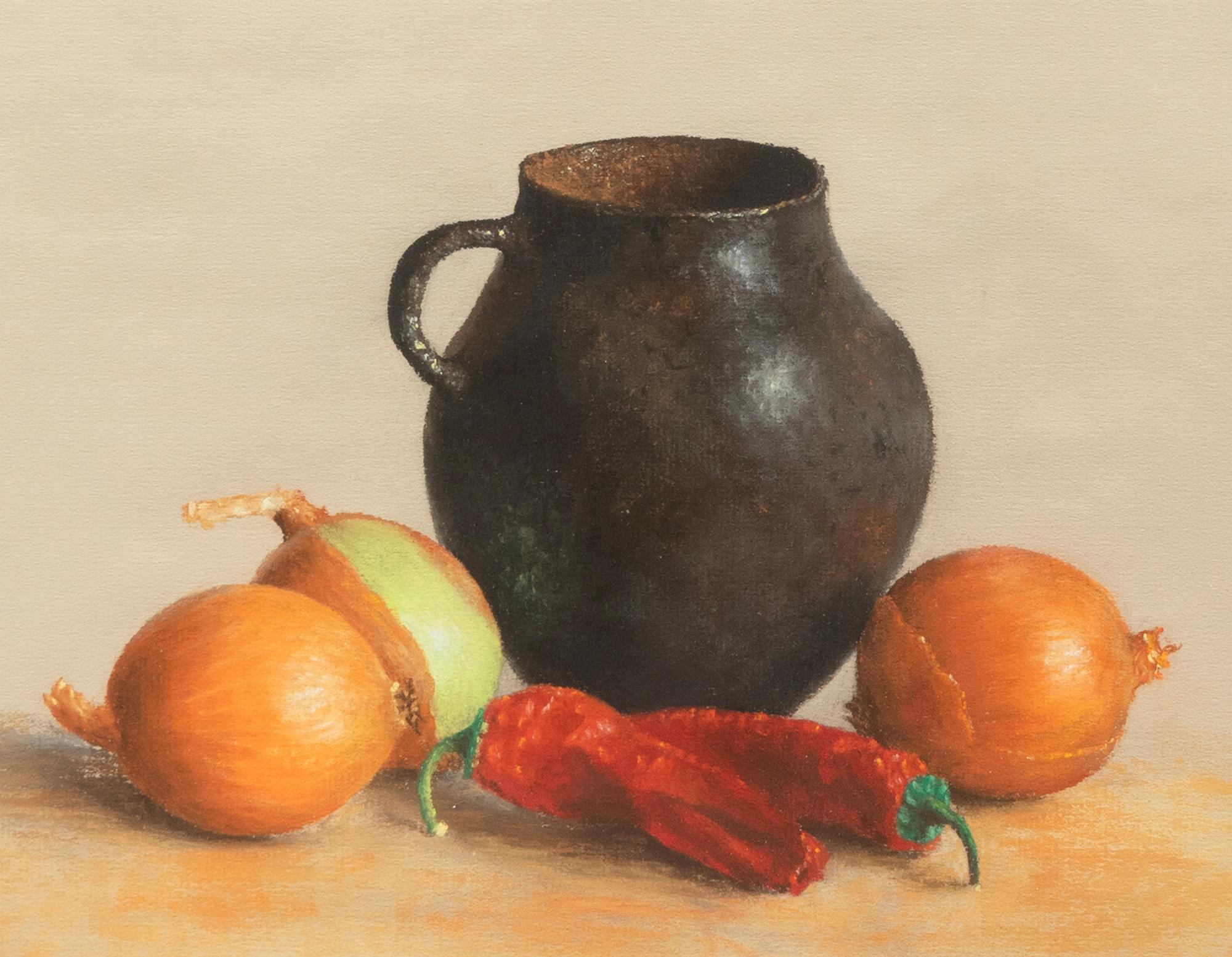 Still Life with Blackware, Peppers and Onions