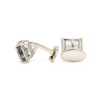 WHITE GOLD AND TOURMALINATED QUARTZ CUFFLINKS