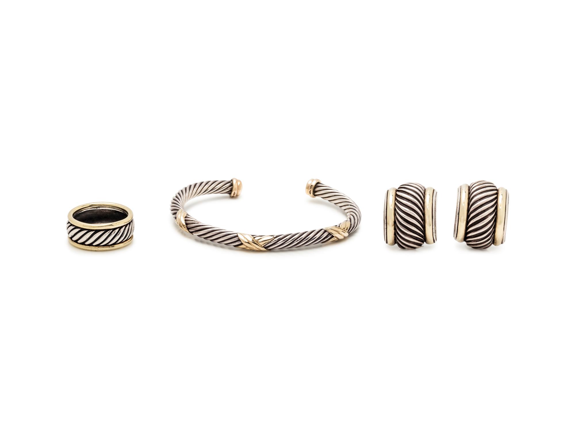 COLLECTION OF STERLING SILVER AND YELLOW GOLD JEWELRY