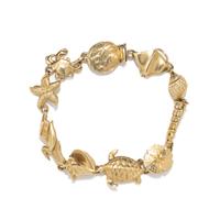 YELLOW GOLD BEACH THEMED FANCY LINK BRACELET