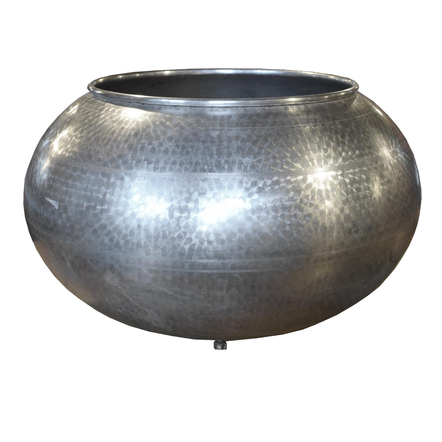 An Etched Stainless Steel Vessel 29" W x 29" D x 20" H — Italy