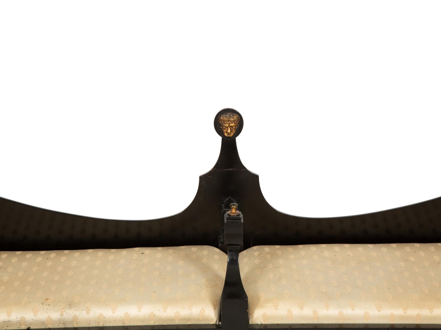 A Continental Black Painted Hall Bench