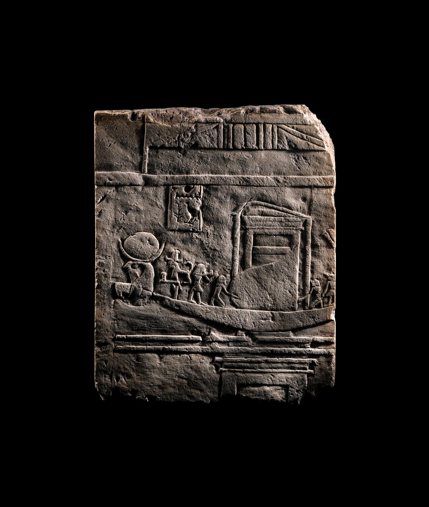 An Egyptian Limestone Relief of Khonsu