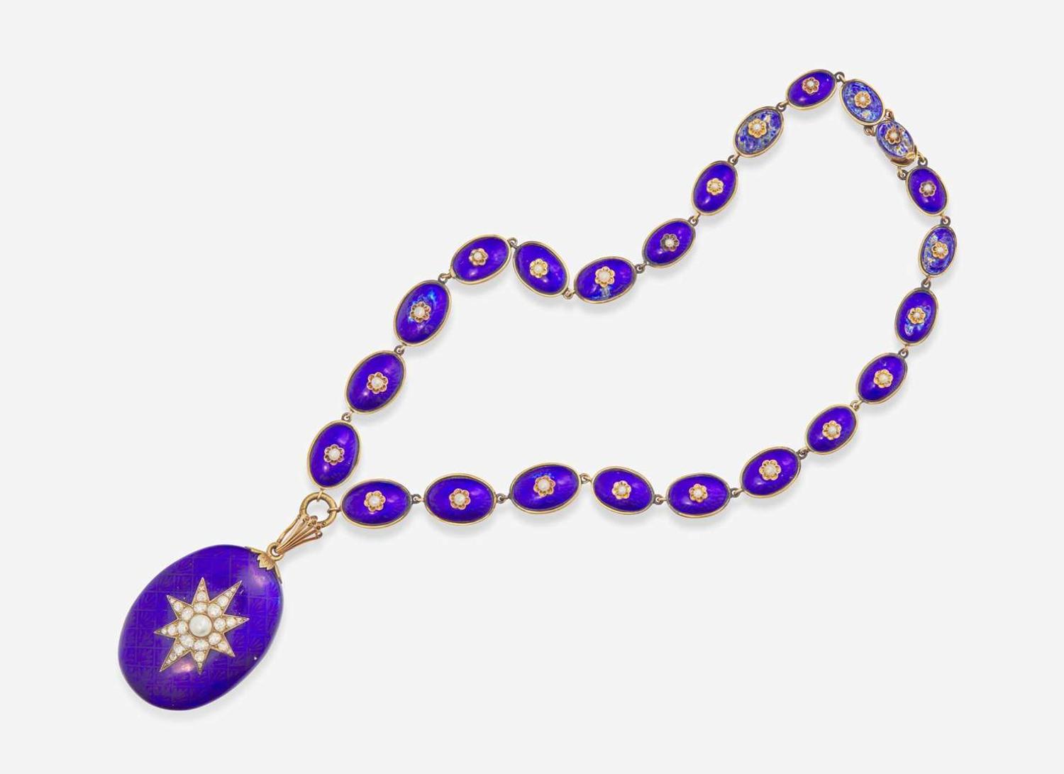 A Gold, Enamel, and Diamond Locket Necklace