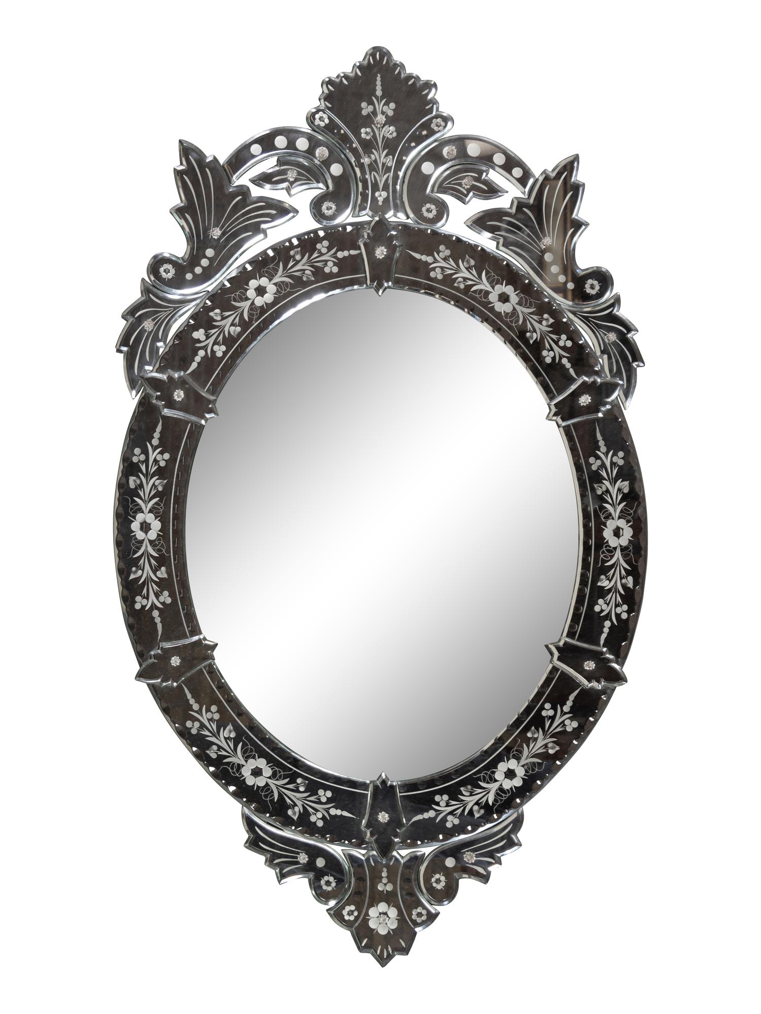 A Venetian Etched Glass Mirror