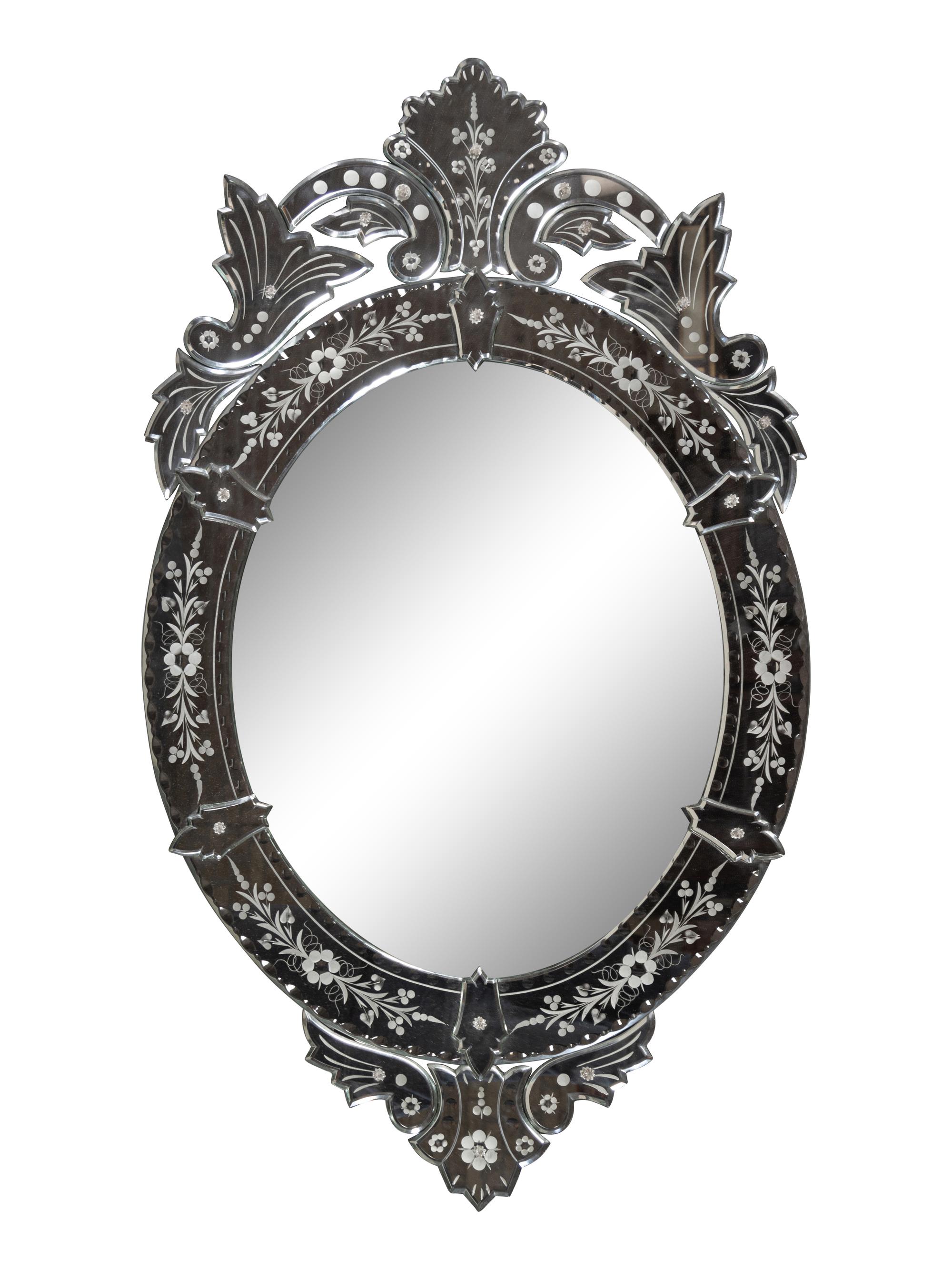 A Venetian Etched Glass Mirror