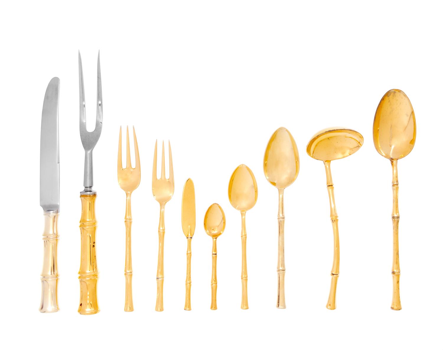 A Tiffany & Co. Bamboo Silver-Gilt Flatware Service