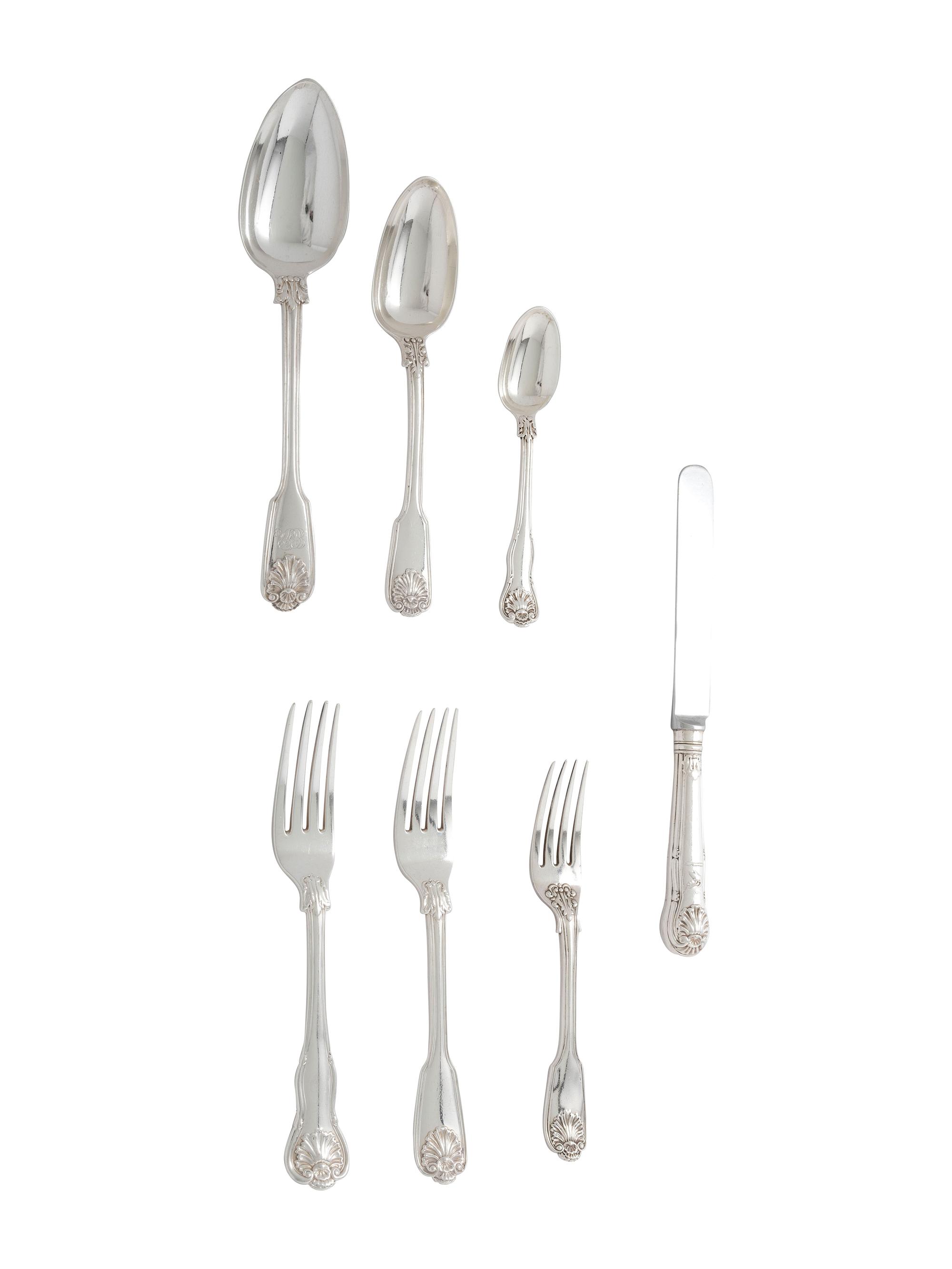 A Georgian and Victorian Silver Flatware Service