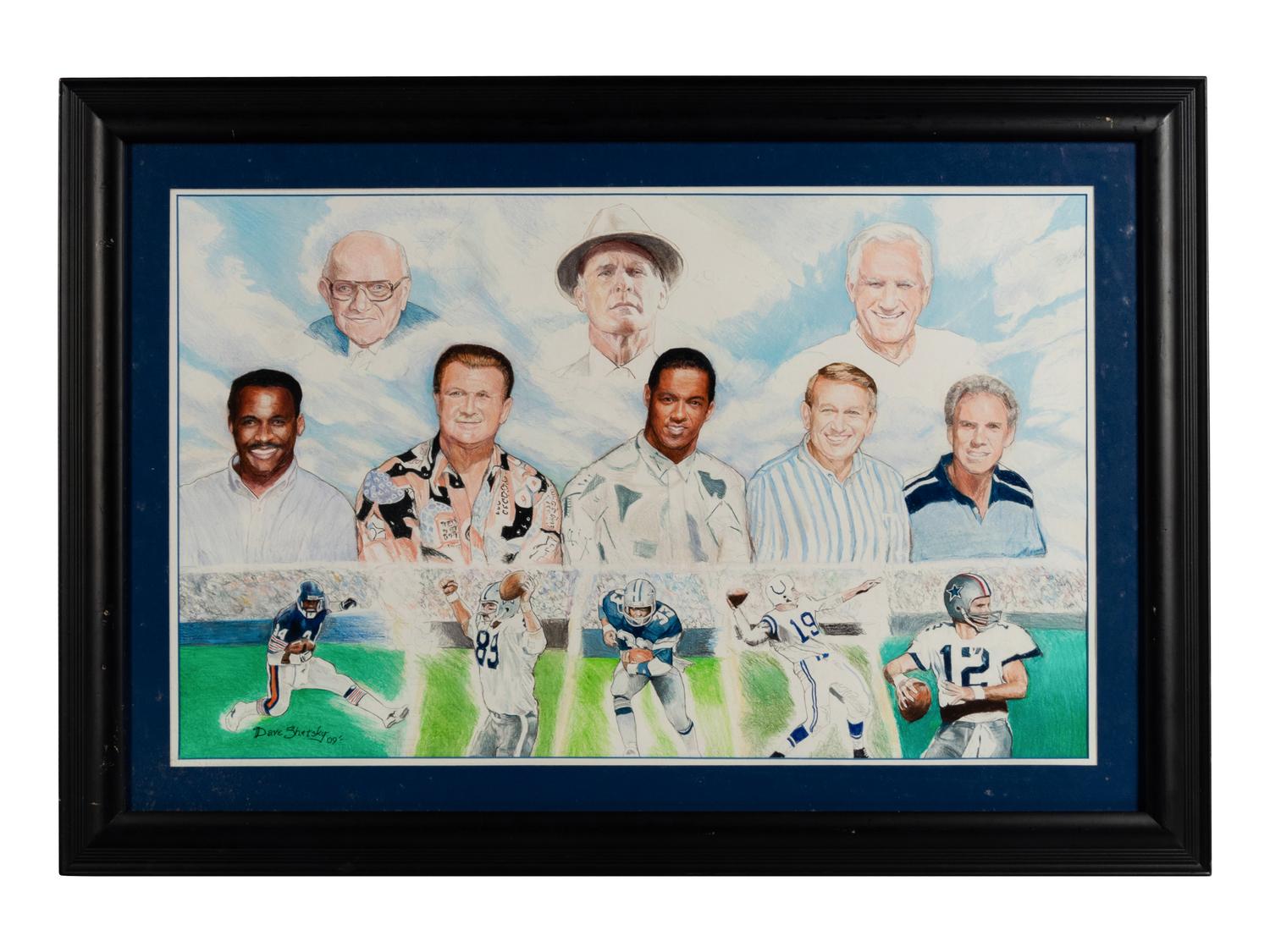 A Group of Five Large Scale Football Artworks Formerly Displayed at Mike Ditka’s Restaurant