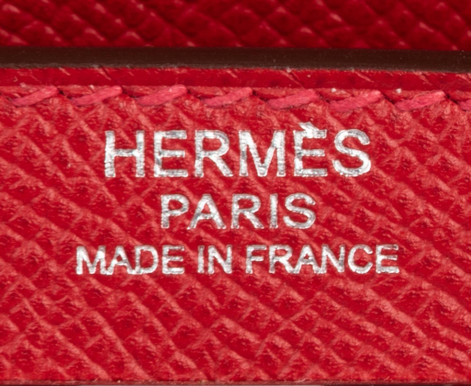 Red Hermès Epsom Leather Kelly 32 with Strap, 2014