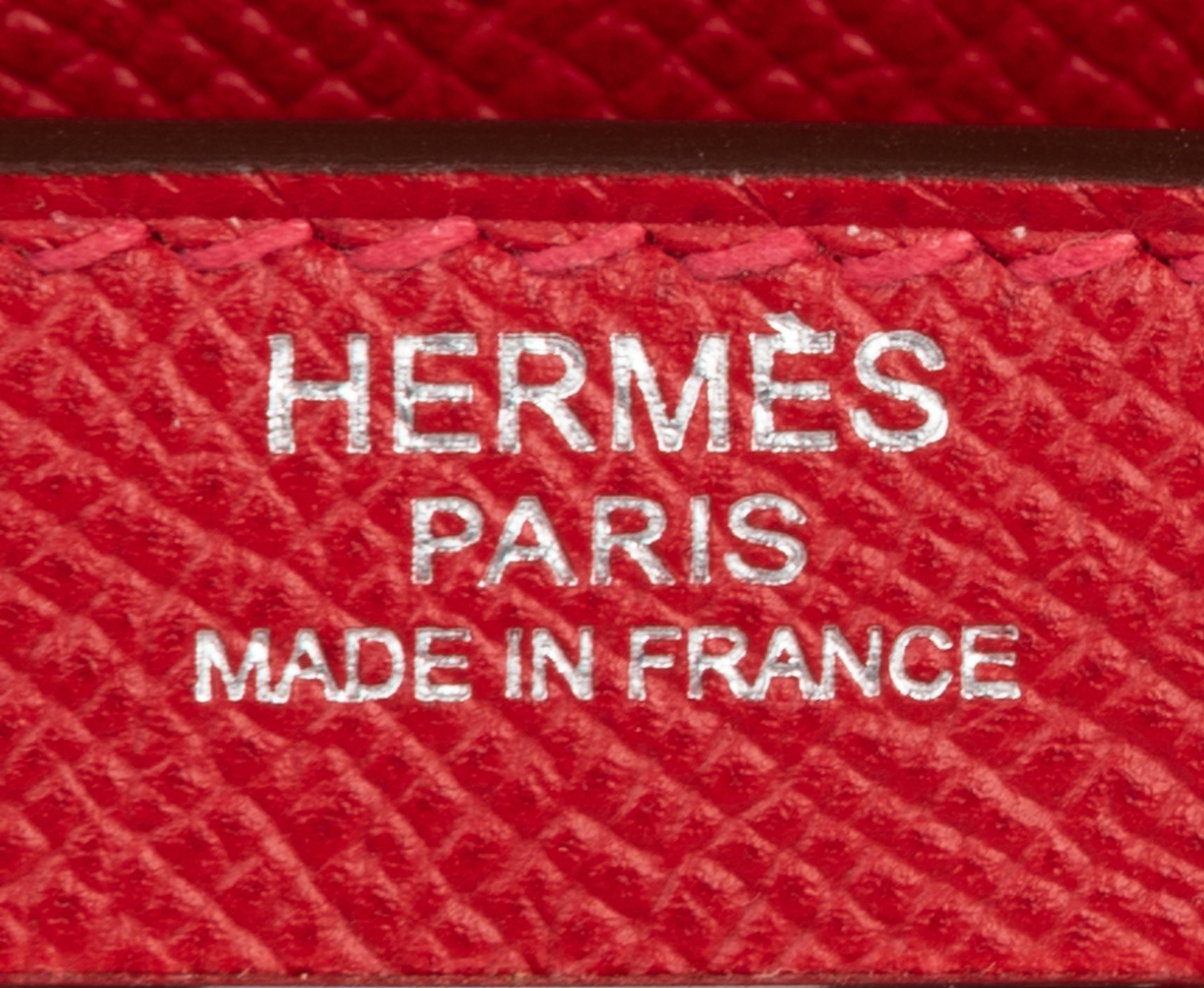 Red Hermès Epsom Leather Kelly 32 with Strap, 2014