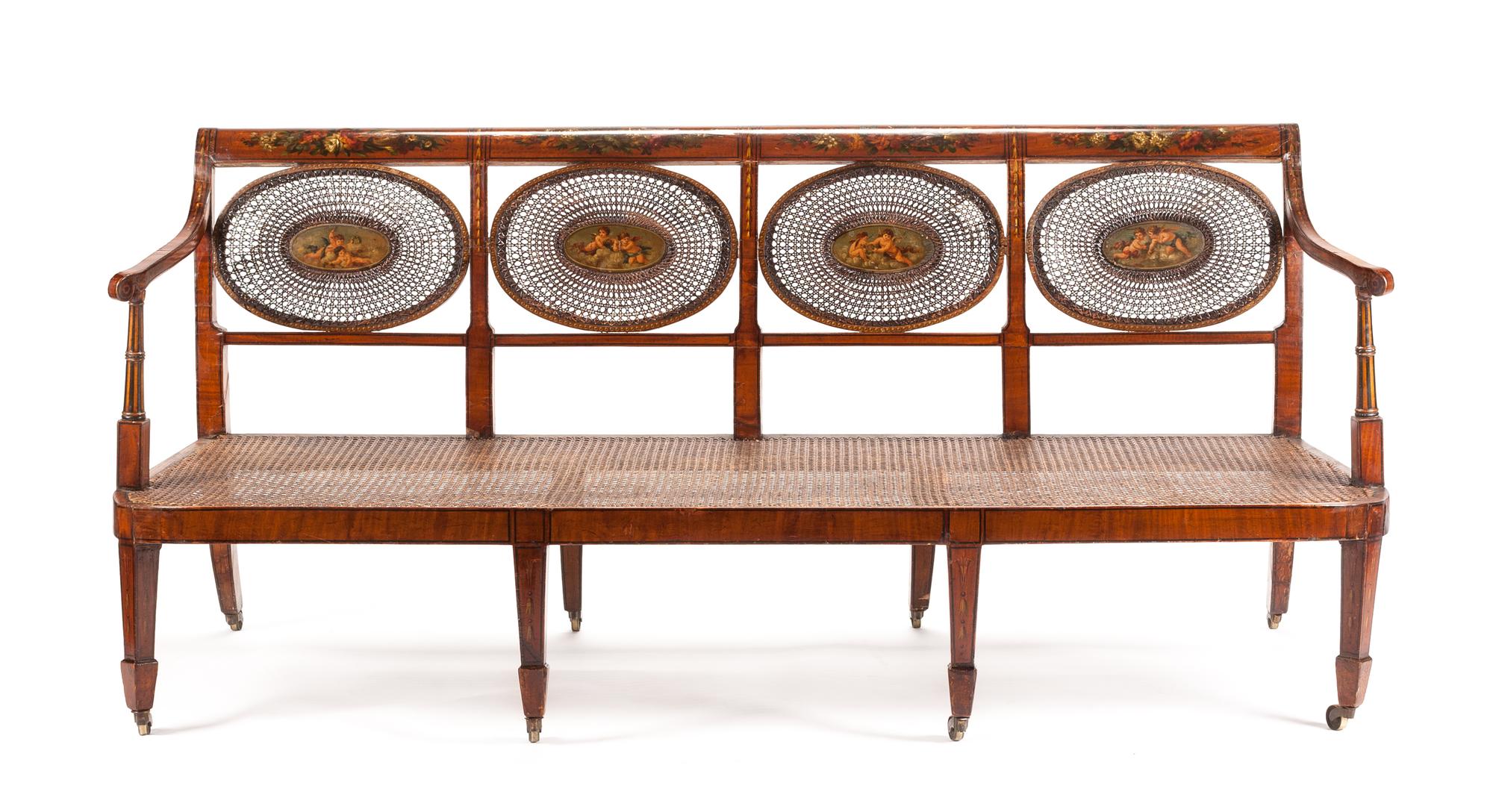 An Edwardian Painted Sofa Height 35 x width 76 1/2 x depth 28 inches. — LATE 19TH/EARLY 20TH CENTURY
