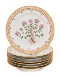 A Set of Seven Royal Copenhagen Flora Danica Luncheon Plates